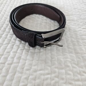 Clarks Dark Chocolate Brown Suede Leather Belt with Silver Buckle Size 38
